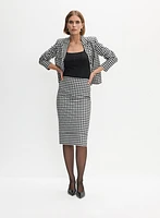 Veste et jupe crayon à motif pied-de-poule