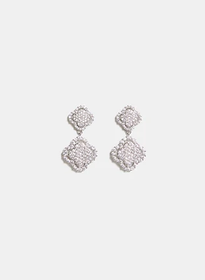 Tiered Cubic Zirconia Clover Earrings