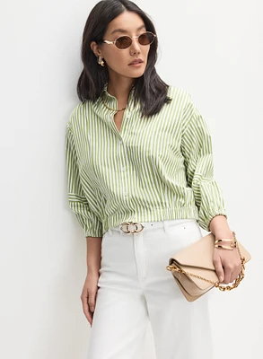 Striped Button-Down Blouse