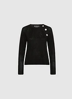 Pull asymétrique à boutons fantaisie