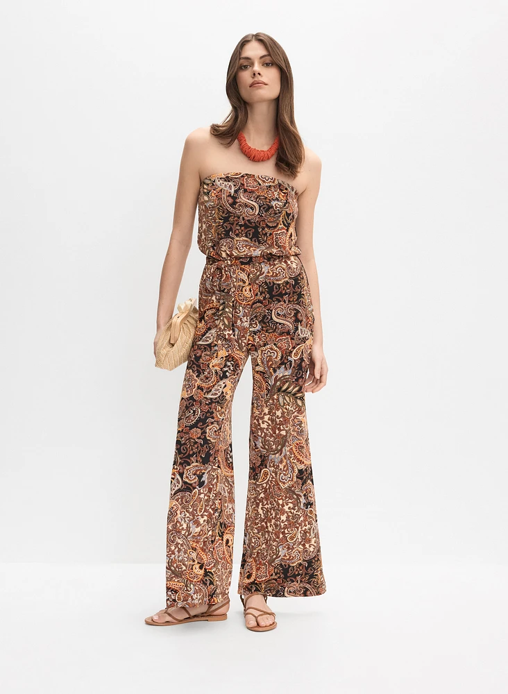 Strapless Paisley Print Jumpsuit
