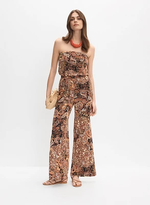Strapless Paisley Print Jumpsuit