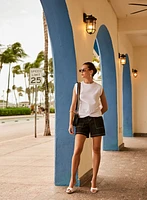 Double-Button Jean Shorts
