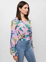 Floral Chiffon V-Neck Blouse