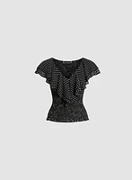 Blouse à pois et volants