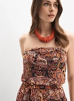 Strapless Paisley Print Jumpsuit