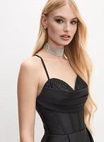 Satin Stone Detail Gown
