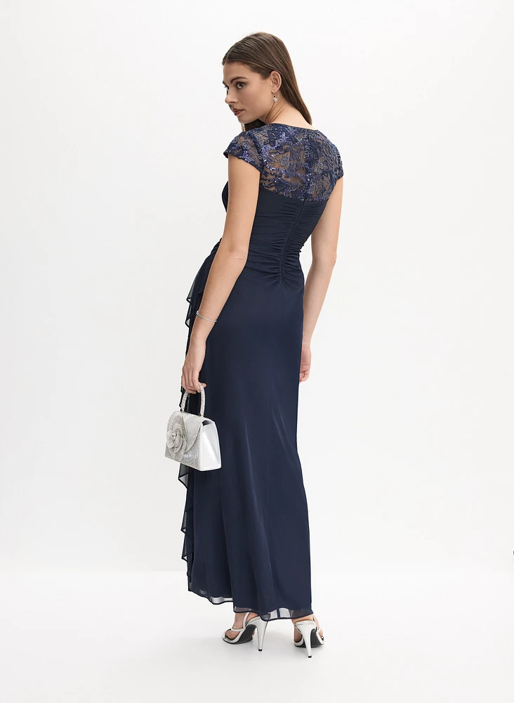 Robe à volants en cascade et paillettes
