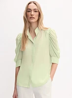 Blouse en crêpe à manches bouffantes