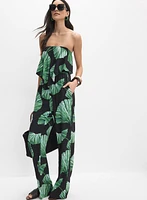 Combinaison-bustier à motif tropical