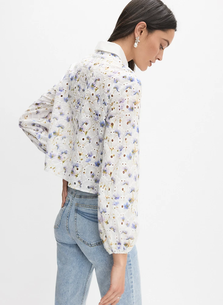 Floral Eyelet Embroidered Blouse