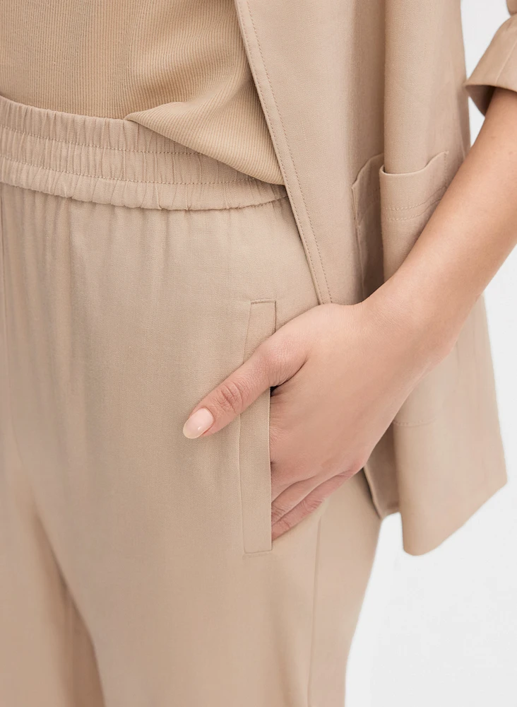 Pantalon gaucho large à taille élastique