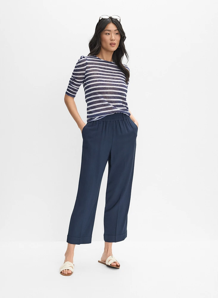Striped Elbow Sleeve Top