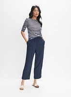 Striped Elbow Sleeve Top