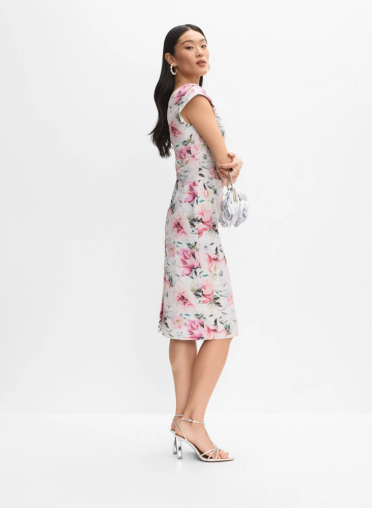 Adrianna Papell - Metallic Floral Print Dress