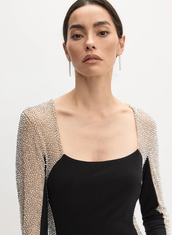 BA Nites - Robe effet transparent à pierres