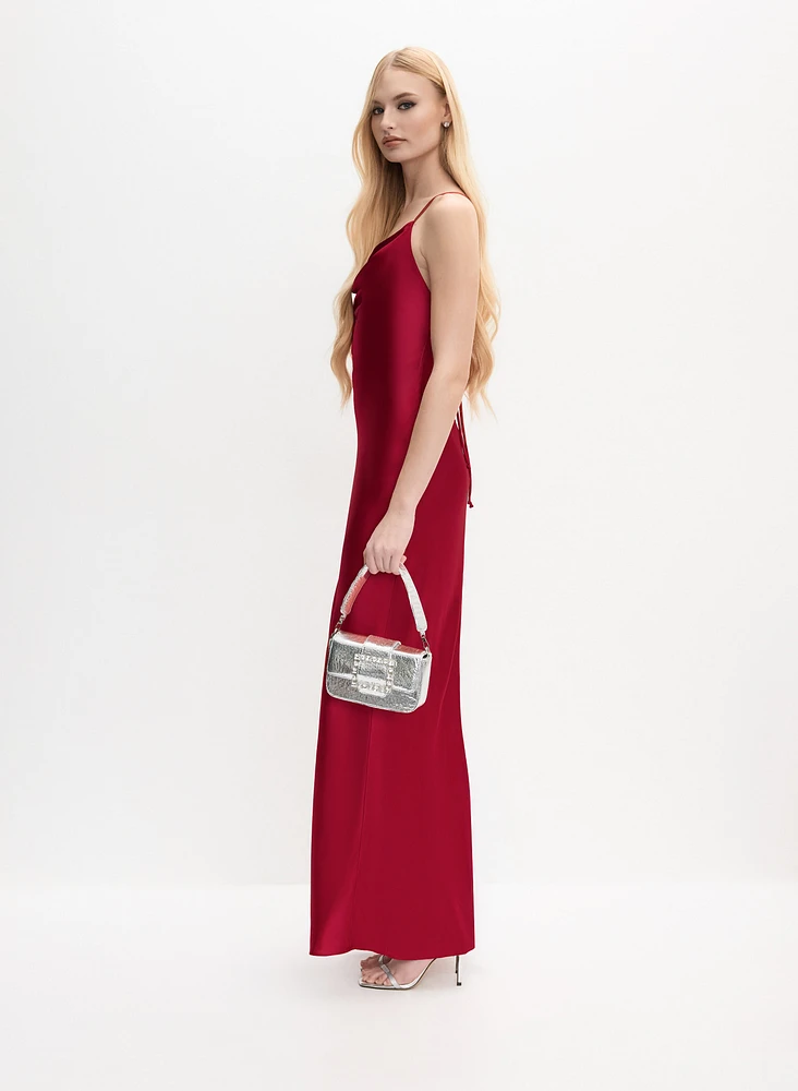 Cowl Neck Satin Slip Dress
