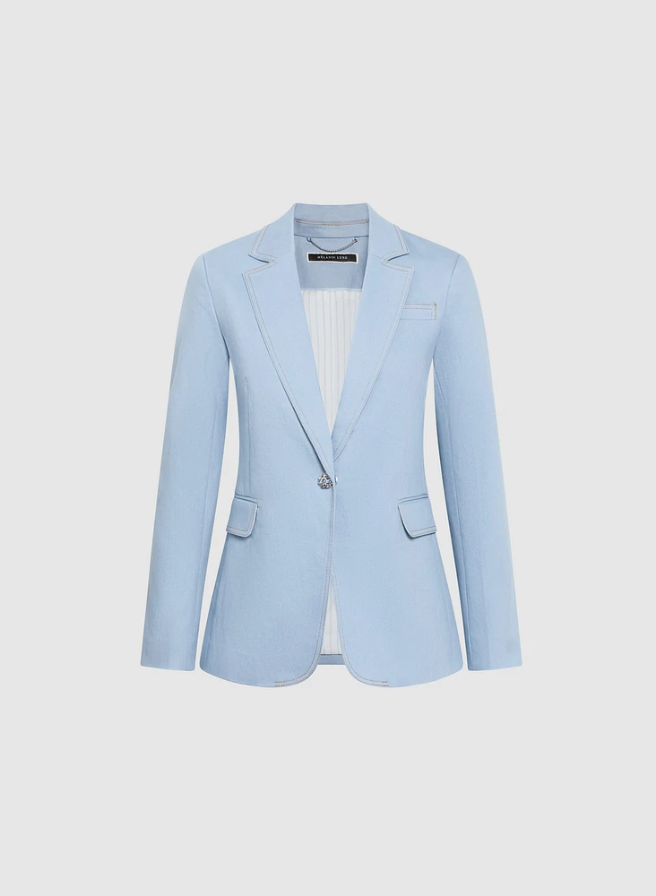 Jewel Button Denim Blazer