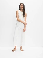 Grommet Embellished Straight-Leg Pants