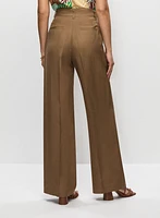 Linen-Blend Wide Leg Pants
