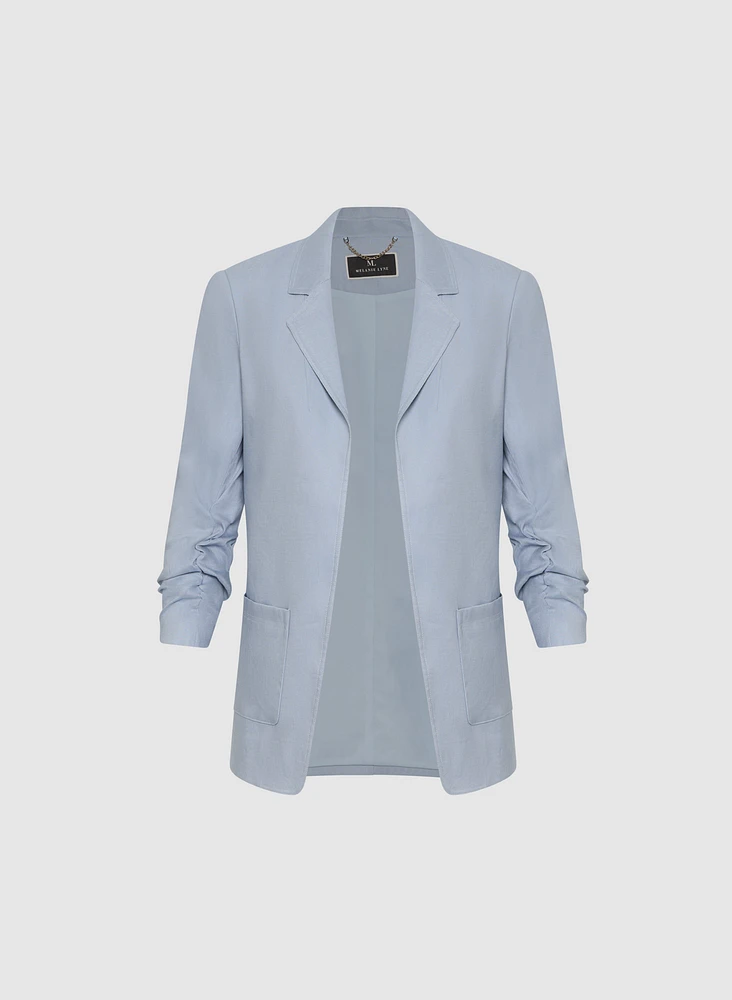 Open Linen-Blend Blazer