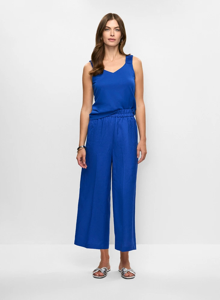 Haut à bretelles froncées et pantalon gaucho