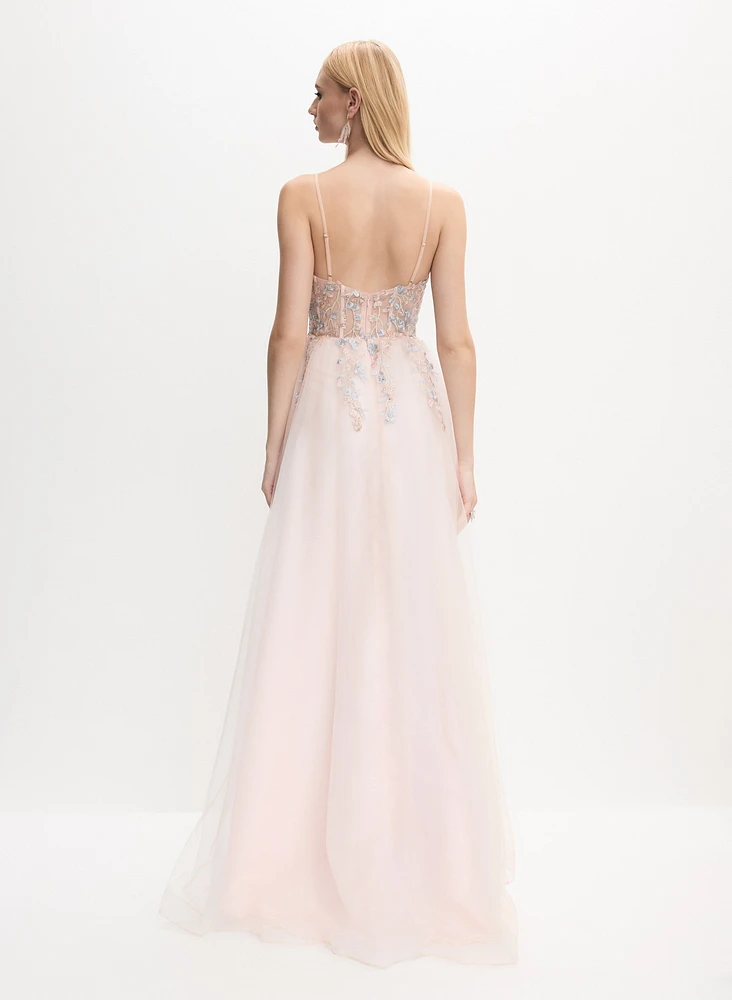 Beaded Floral Embroidered Dress