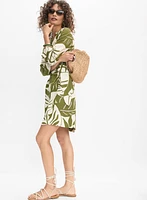 Leaf Linen-Blend Dress