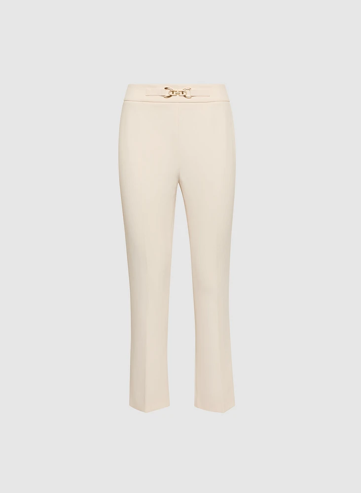 Buckle Detail Straight-Leg Pants
