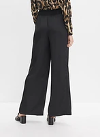 Pantalon large à taille côtelée