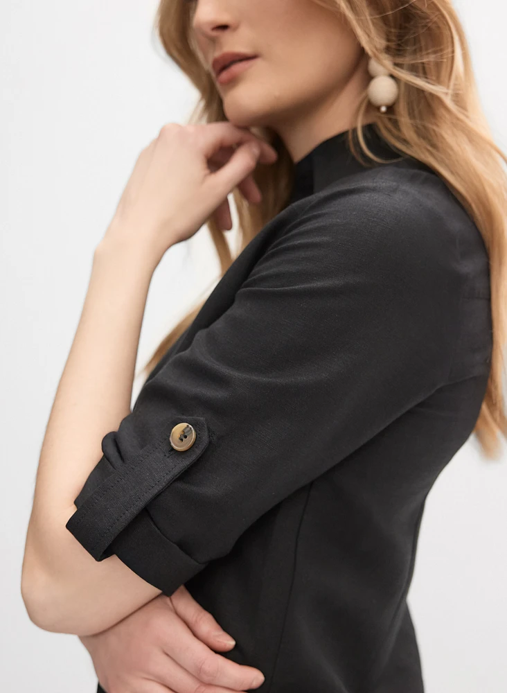 Linen-Blend Shirt Dress