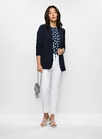 Drawstring-Hem Polka Dot Top
