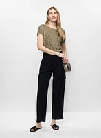 T-shirt à motif pois en strass