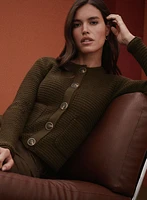 Cropped Crew Neck Cardigan
