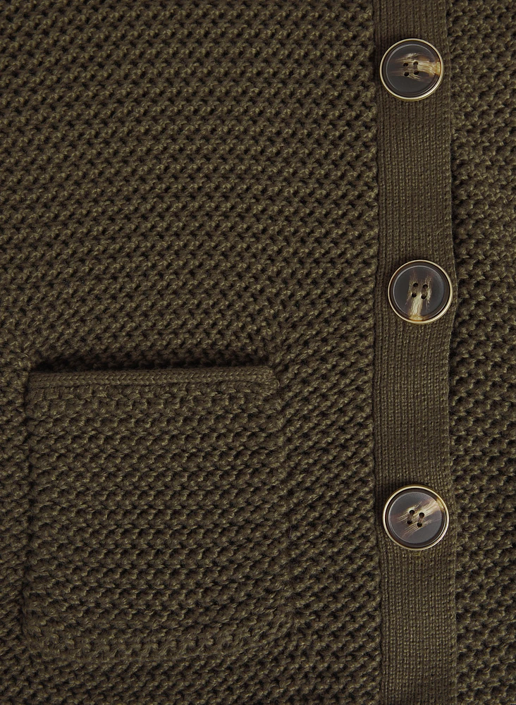 Cropped Crew Neck Cardigan