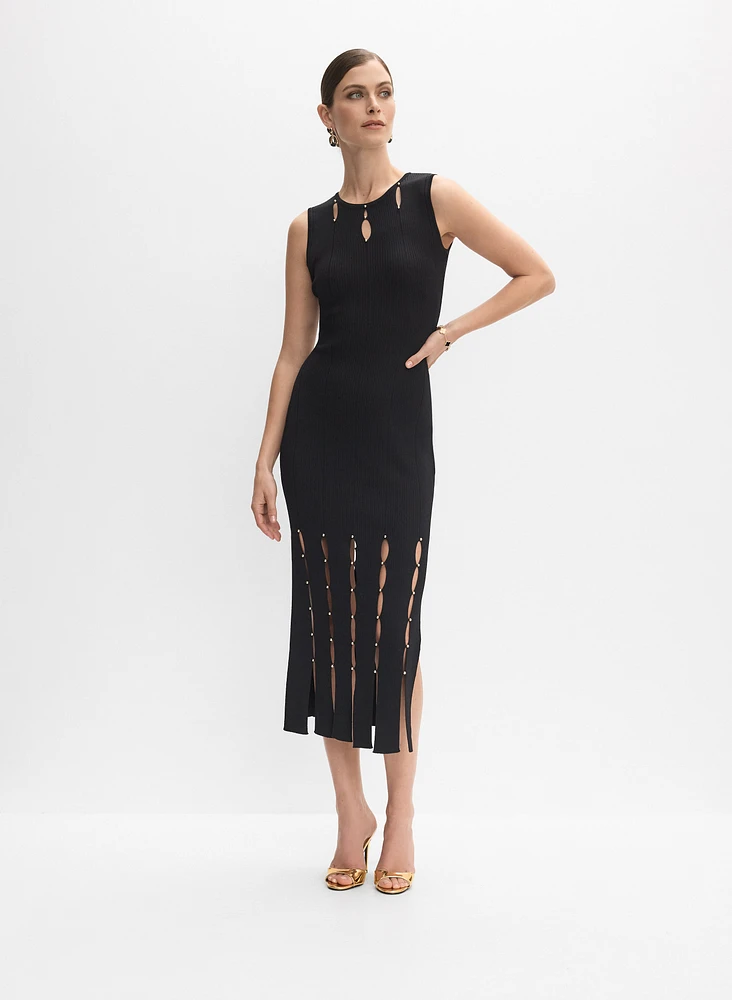Joseph Ribkoff - Beaded Ribbed Knit Dress