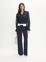 Blouse froncée à col montant