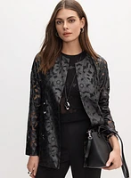 Veste florale en cuir végane