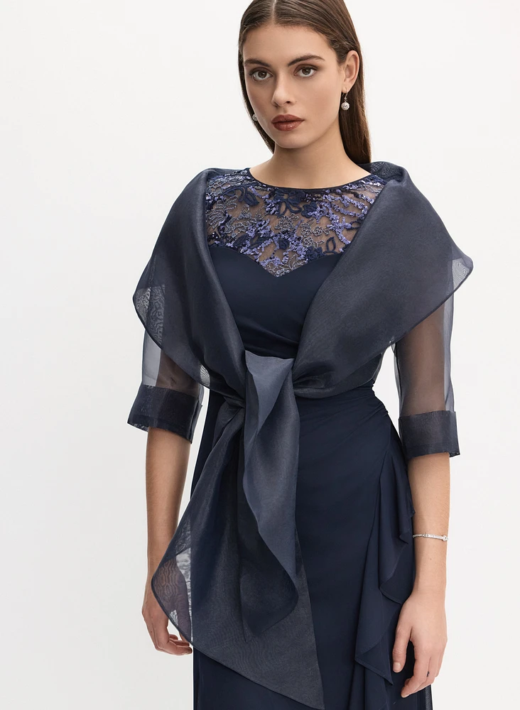 Boléro en organza avec lien à nouer
