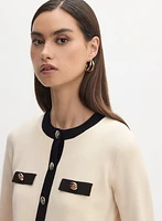 Cardigan à bordures contrastantes et boutons dorés