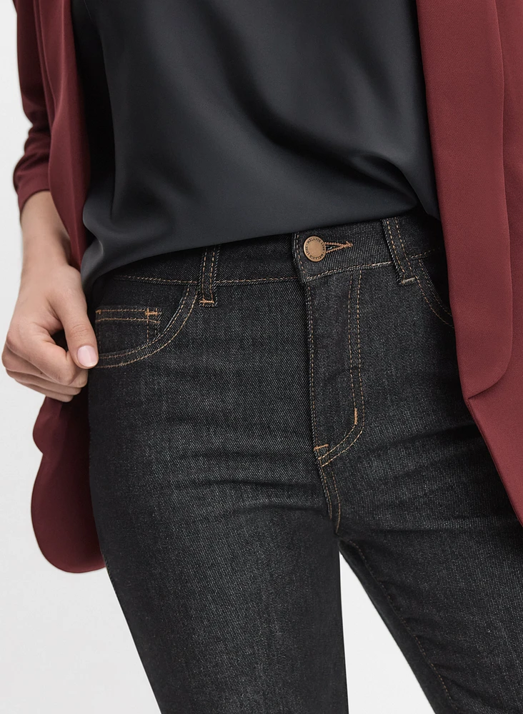 Contrast Stitch Straight-Leg Jeans