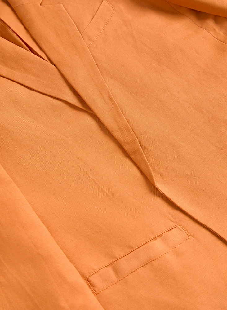 Rolled Sleeve Linen-Blend Blazer