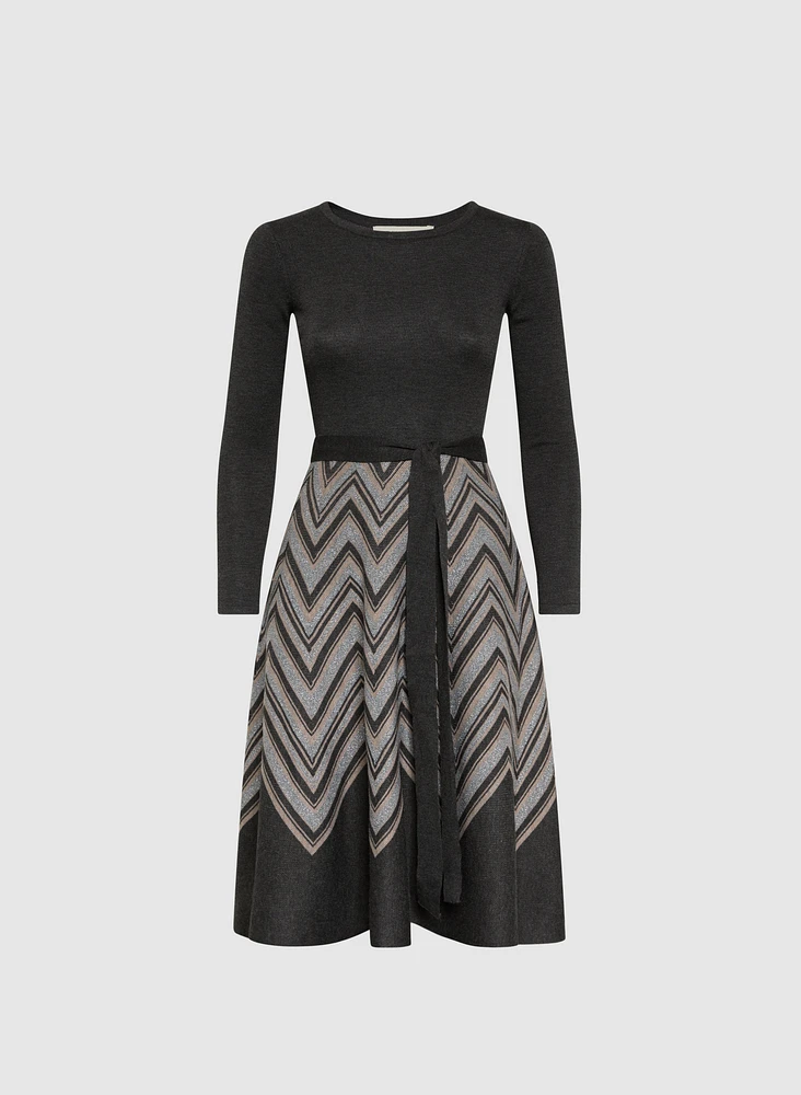 Chevron Print Sweater Dress
