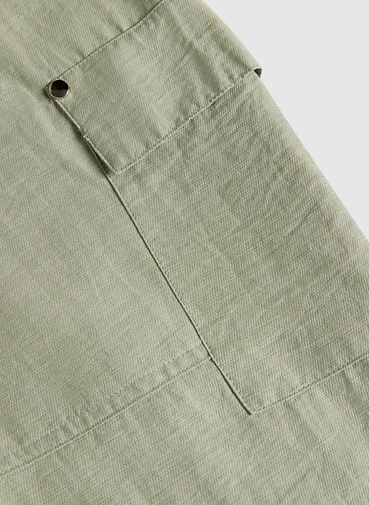 Crinkled Cargo Capris
