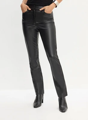 Pantalon en cuir végane à jambe droite