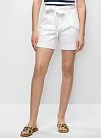 Short en denim plissé à taille nouée