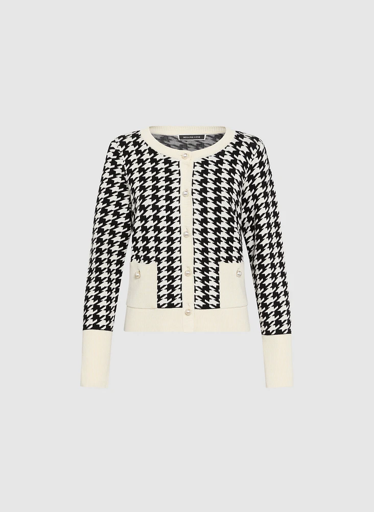 Cardigan à motif pied-de-poule