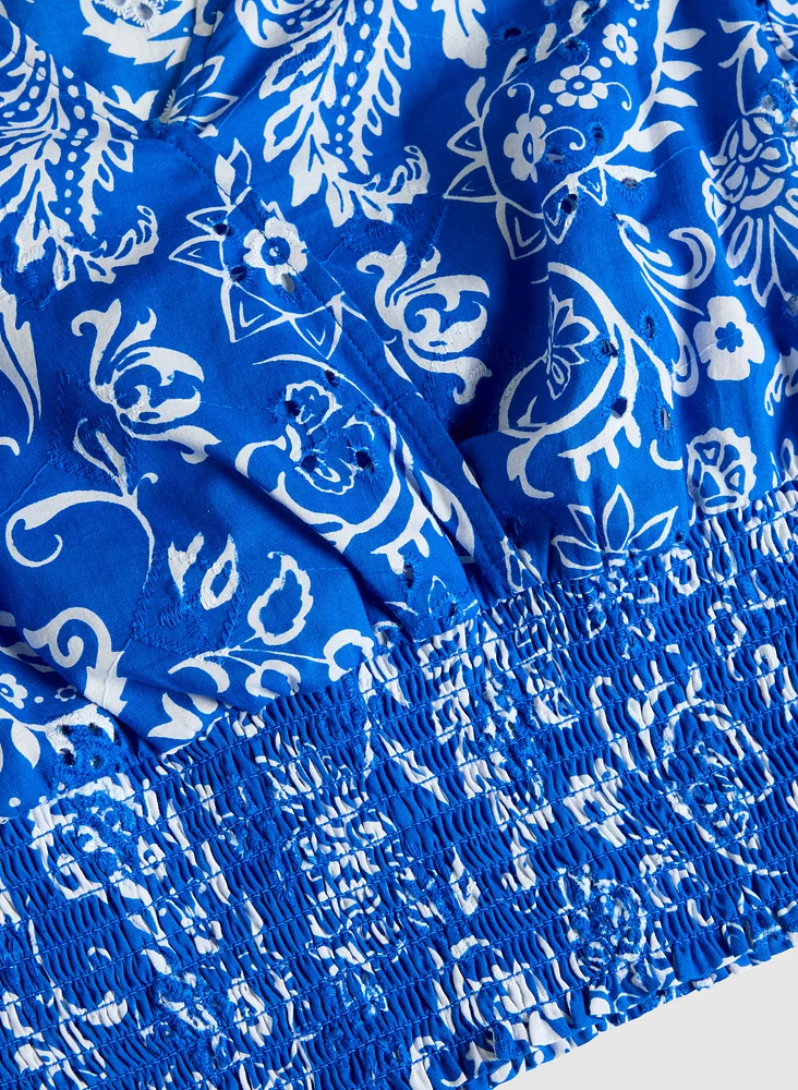 Paisley Smocked Waist Blouse