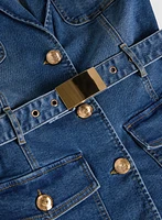 Veste en denim à ceinture et poches