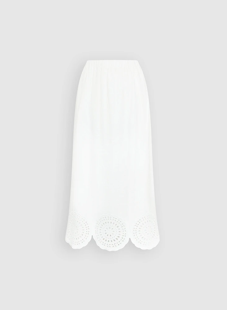 Scalloped Hem Maxi Skirt
